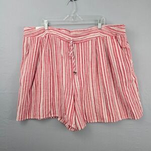 Terra & Sky Stripe Decorative String Pockets Shorts Red White 3X New‎